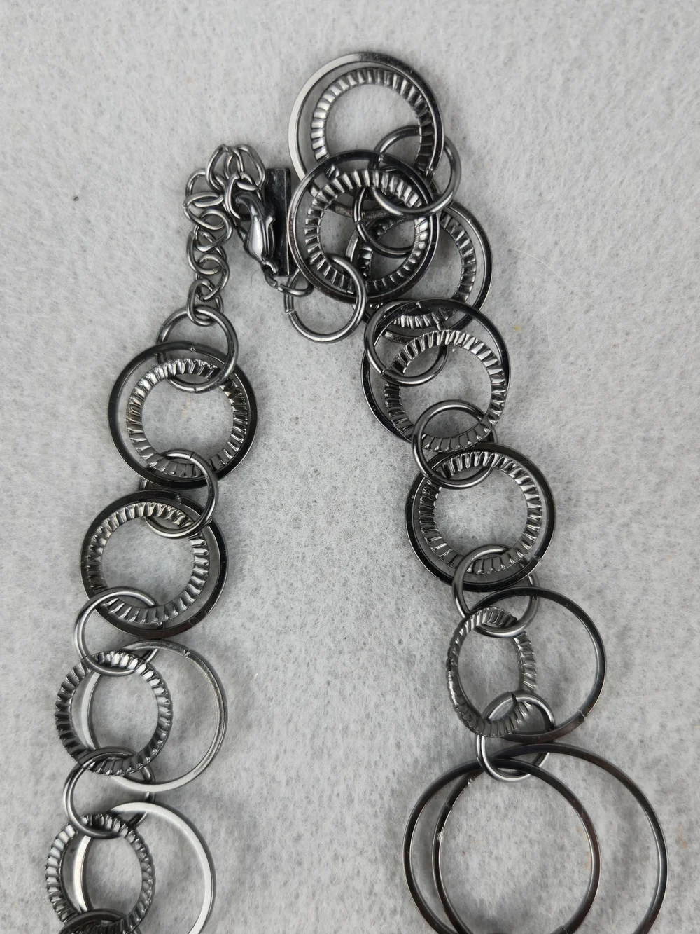 Daisy Fuentes Gunmetal Multi Circle Link Statement Necklace 34
